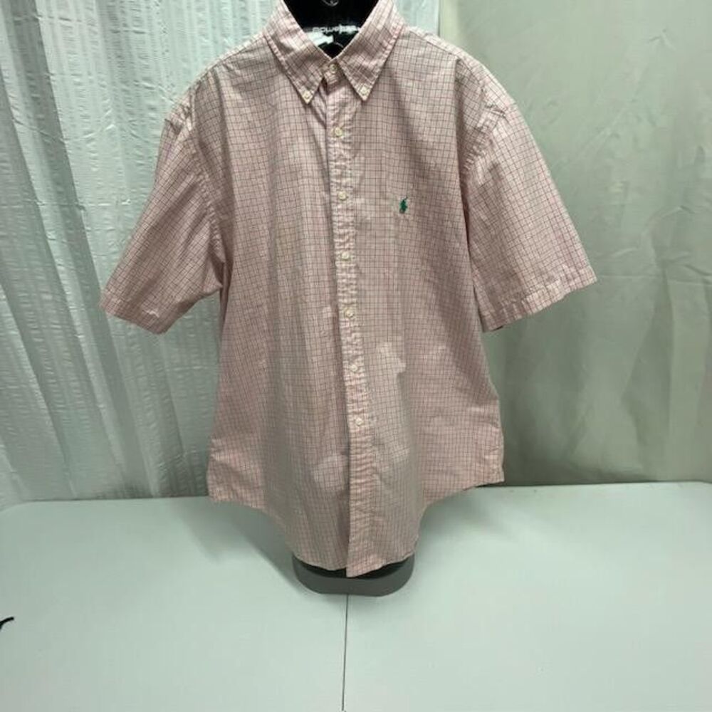 Ralph Lauren Mens XXL Classic Fit Pink Green Plaid Short Sleeve Shirt Pony(423-5